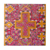 Kleurrijke Indiase borduurwerk print Tegeltje (Voorkant)