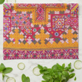 Kleurrijke Indiase borduurwerk print Theedoek (Gevouwen)