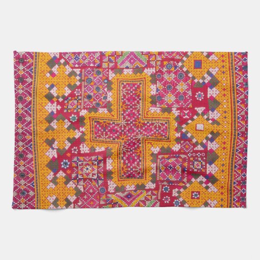 Kleurrijke Indiase borduurwerk print Theedoek (Horizontaal)