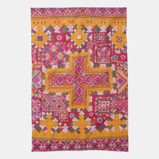 Kleurrijke Indiase borduurwerk print Theedoek (Verticaal)