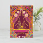 Kleurrijke Indiase bruiloft uitnodiging (Staand voorkant)