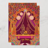 Kleurrijke Indiase bruiloft uitnodiging (Voorkant / Achterkant)