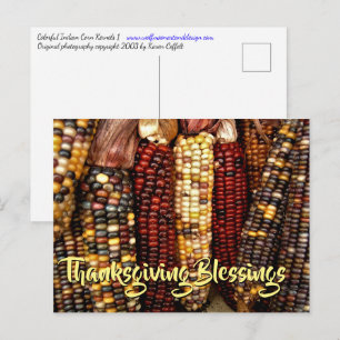 Kleurrijke Indiase maïskorrels foto Thanksgiving Briefkaart
