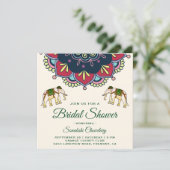 Kleurrijke Indiase Mandala bruids douche uitnodigi Kaart (Staand voorkant)