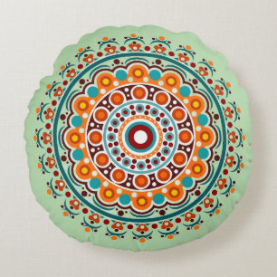 Kleurrijke Indiase Mandala Rond Kussen