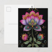 Kleurrijke Indiase Mehndi Lotus Bloem Roze Blauw G Briefkaart (Voorkant / Achterkant)
