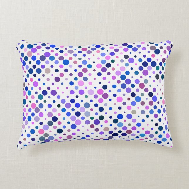 Kleurrijke, Indigo, Paarse & Blauwe Stippen Accent Kussen (Voorkant)