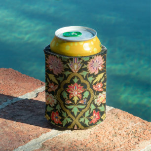 Kleurrijke Indische Bloemen Borduurwerk Print Blikjeskoeler