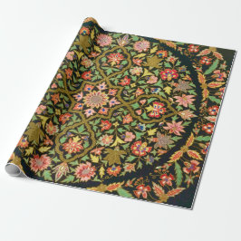 Kleurrijke Indische Bloemen Borduurwerk Print Cadeaupapier