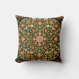 Kleurrijke Indische Bloemen Borduurwerk Print Kussen
