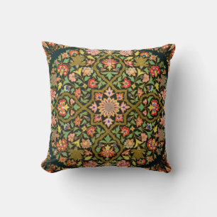 Kleurrijke Indische Bloemen Borduurwerk Print Kussen