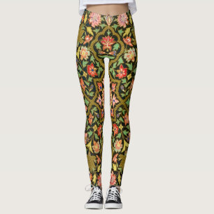 Kleurrijke Indische Bloemen Borduurwerk Print Leggings