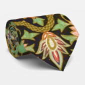 Kleurrijke Indische Bloemen Borduurwerk Print Stropdas (Opgerold)