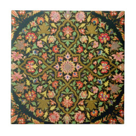  Kleurrijke Indische Bloemen Borduurwerk Print Tegeltje