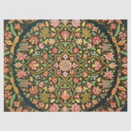 Kleurrijke Indische Bloemen Borduurwerk Print Tissuepapier