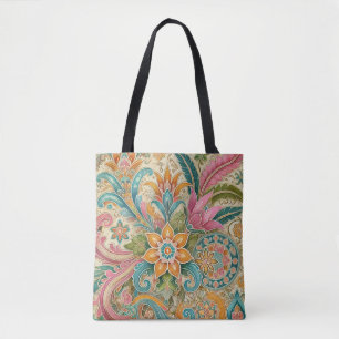 Kleurrijke Indonesische batik bloempatroon Tote Bag