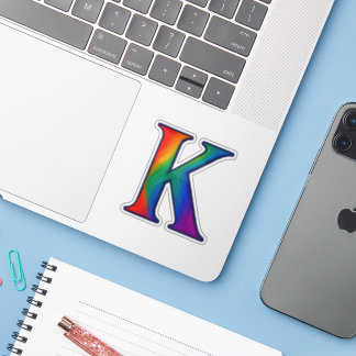 Kleurrijke Initiaal Alfabet Letter K Sticker