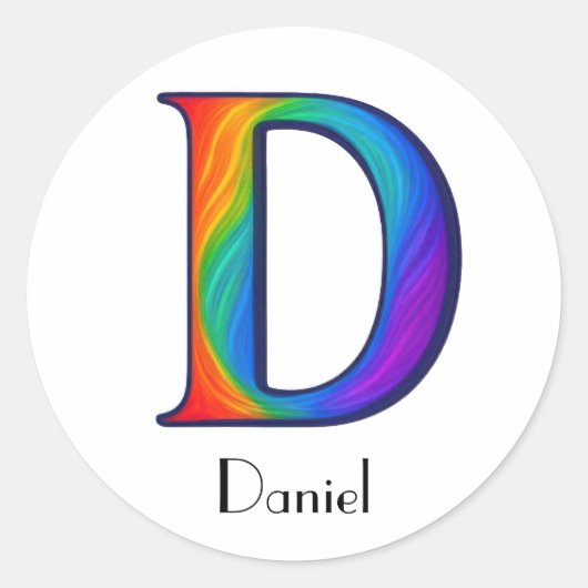 Kleurrijke Initiaal letter D Sticker (Voorkant)