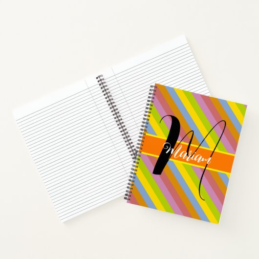 Kleurrijke Initiaal naam Monogram - Multi gekleurd Notitieboek (Binnen)