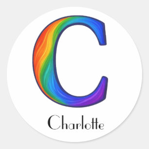 Kleurrijke Initialen letter C Sticker