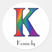 Kleurrijke Initialen letter K Sticker (Voorkant)