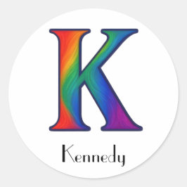Kleurrijke Initialen letter K Sticker
