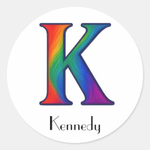 Kleurrijke Initialen letter K Sticker