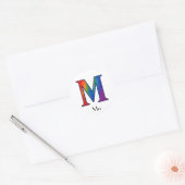 Kleurrijke Initialen letter M Sticker (Envelop)