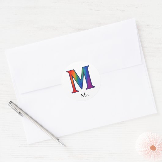 Kleurrijke Initialen letter M Sticker (Envelop)
