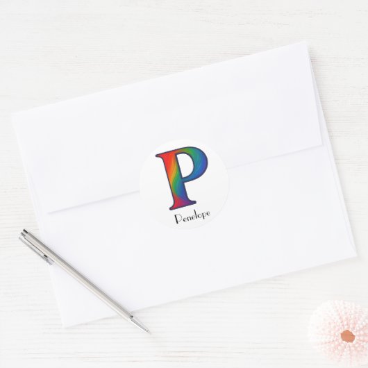 Kleurrijke Initialen letter P Sticker (Envelop)