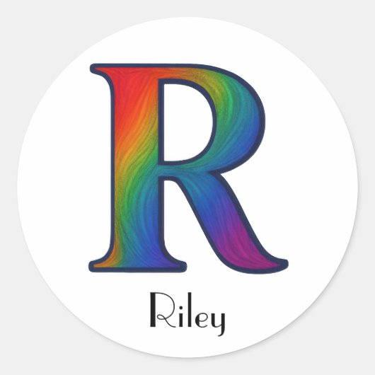 Kleurrijke Initialen letter R Sticker (Voorkant)
