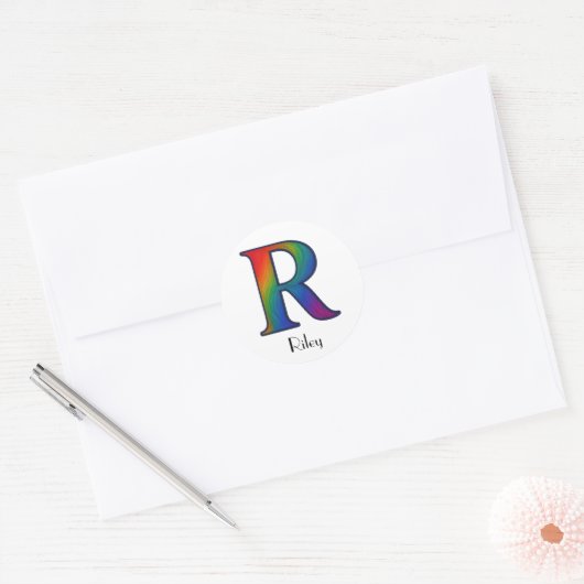 Kleurrijke Initialen letter R Sticker (Envelop)