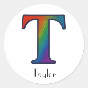 Kleurrijke Initialen letter T Sticker