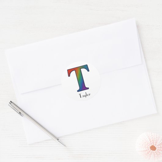 Kleurrijke Initialen letter T Sticker (Envelop)