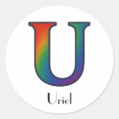 Kleurrijke Initialen letter U Sticker (Voorkant)