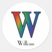Kleurrijke Initialen letter W Sticker (Voorkant)