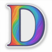 Kleurrijke Initiële Alfabet Letter D Sticker (Voorkant)