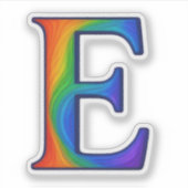 Kleurrijke Initiële Alfabet Letter E Sticker (Voorkant)