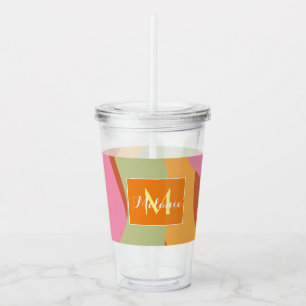 Kleurrijke initiële monogramnaam Groovy lijnen Acryl Drinkbeker