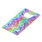 Kleurrijke inkt en Waterverf Creditkaart Flessenopener (Voorkant Gekanteld)