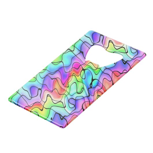 Kleurrijke inkt en Waterverf Creditkaart Flessenopener (Achterkant Gekanteld)