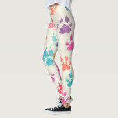 Kleurrijke inkt, rommelige hondenpoten leggings (Links)