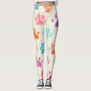 Kleurrijke inkt, rommelige hondenpoten leggings