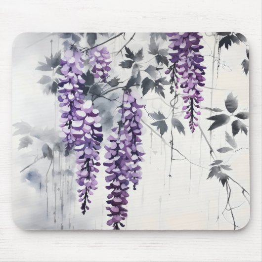 Kleurrijke inkt schilderij Wisteria Muismat (Voorkant)