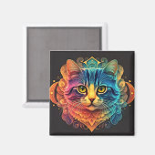Kleurrijke Inktkunst Kattenmagneet Magneet (Voorkant / Achterkant)