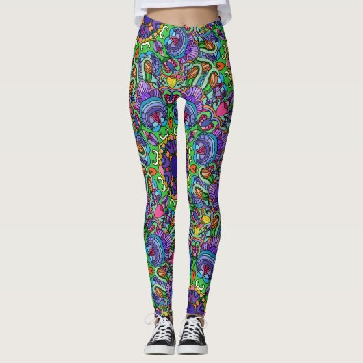 Kleurrijke inktkunst voor je benen! leggings (Voorkant)