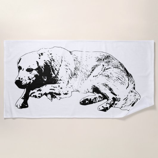 Kleurrijke inktlijn Hond Handdoek inspireert rusti (Voorkant)