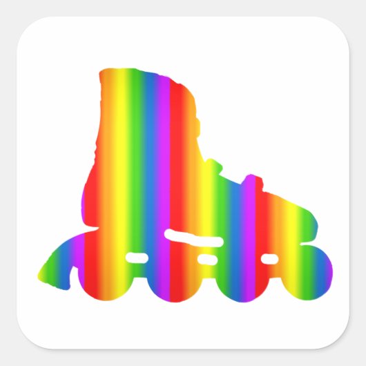 Kleurrijke Inline Schaats Regenboog Sticker (Voorkant)