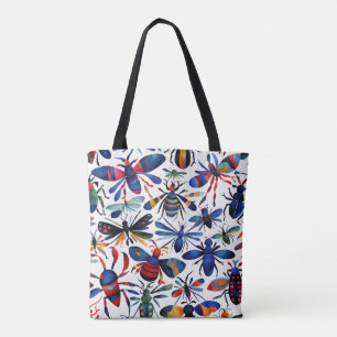 Kleurrijke insecten grillige insecten kunst tote bag