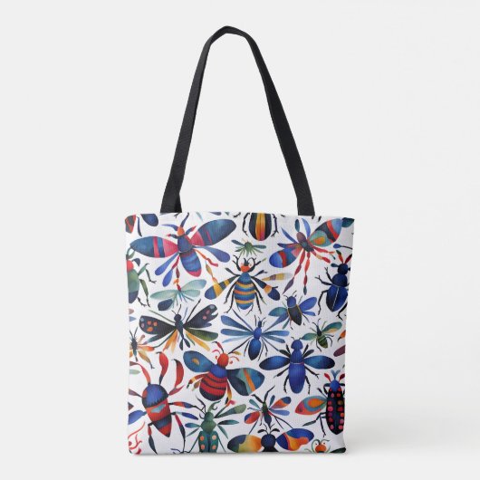 Kleurrijke insecten grillige insecten kunst tote bag (Achterkant)
